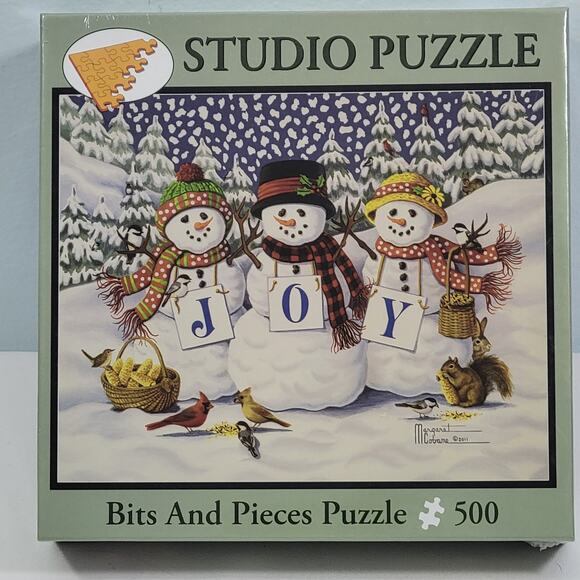 Joyful Trio Snowmen Bits & Pieces Jigsaw Puzzle 500 Piece 16"x20"  72722-2M5 - Picture 1 of 4